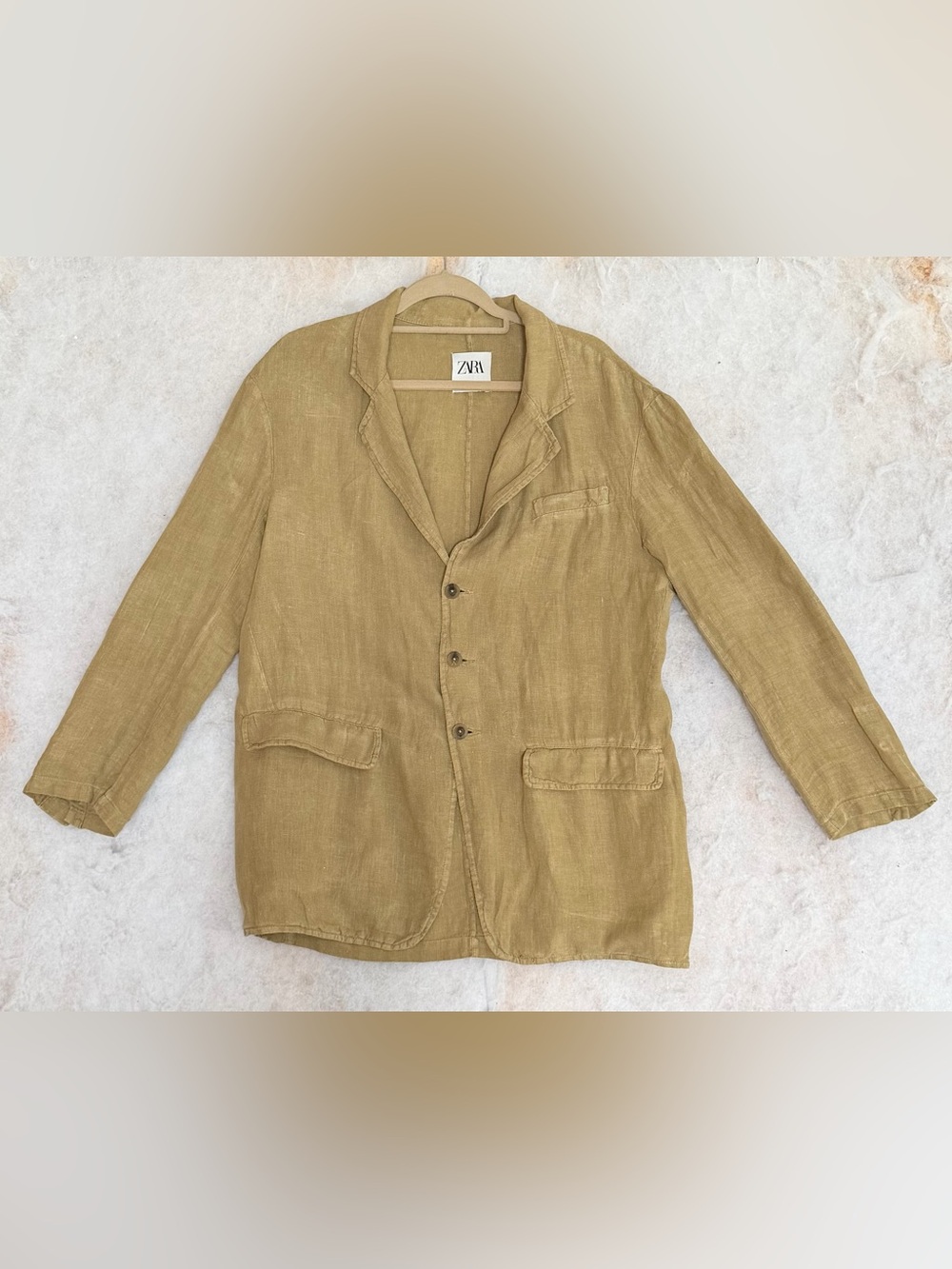 Zara Men's Lightweight Linen-Blend Jacket in Tan (SKU884)